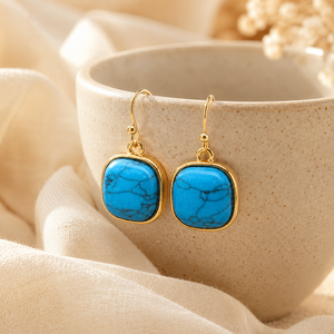 Orecchini eleganti di colore blu, orecchini semplici a bottone, accessori di gioielleria alla moda in stile vintage per le donne - Product Image 6
