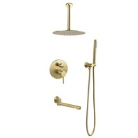 Ensemble de douche encastré mural en laiton GEASAM, or rose brossé, cartouche en céramique, modèle WX9, pour la distribution