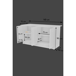 Escritorio Multiusos Moderno Vera con 4 Estantes, Isla de Cocina y Mesa de Bar, Prácticas Islas y Carritos de Cocina - Product Image 4