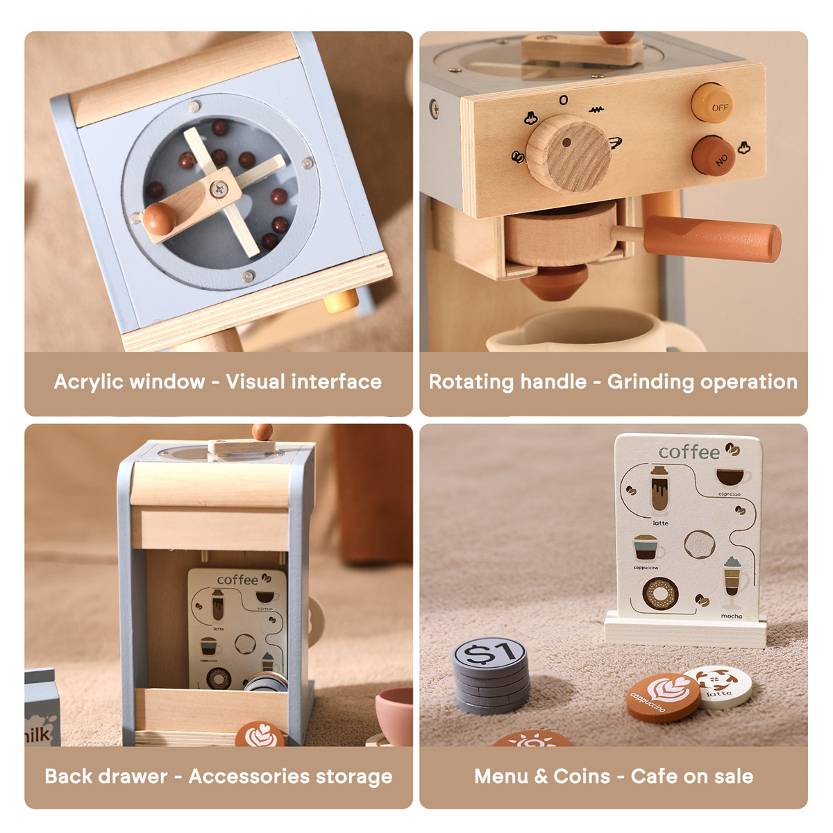 Wooden Coffee Maker Toys for Kids preview 2