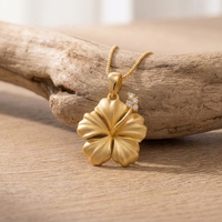 Collier pendentif fleur d'hibiscus, bijoux hawaïens, plante d'origine hawaïenne, vie marine, Maui, bijoux tribaux polynésiens