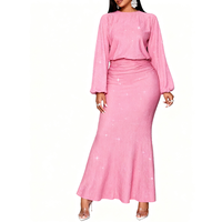 Robe de soirée longue à manches longues, sexy, scintillante, à queue de poisson, taille haute, pour femmes grandes tailles, collection automne