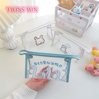 Trousse à crayons transparente, en pvc, transparente et étanche, avec impression de dessin animé, style Ins, 2022, 1506