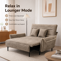 Sofá Cama Convertible Moderno de Lujo 3 en 1, Ahorro de Espacio, Diseño de Autor, Fácil Conversión, Color Taupe, Mueble para Hogar u Oficina