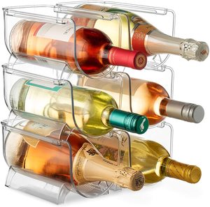 Stackable Wine Storage Rack Plastic Free Standing Organizer For Refrigerator Water Bottle