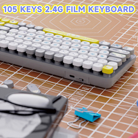 Nouveaux touches de clavier personnalisées mignonnes de style dessin animé, 105 touches, clavier à membrane filaire sans fil 2.4G USB multi-version pour filles, cadeaux pour la maison et le bureau