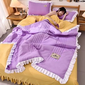 Nuevo Juego de Edredón Fino de Estilo Coreano con Ribete de Encaje, Lavable a Máquina, Individual/Doble, de Tres o Cuatro Piezas - Product Image 1