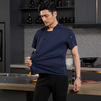 Veste de Chef Respirante à 360° Manches Courtes, Uniforme de Cuisine Professionnel Homme et Femme pour la Restauration