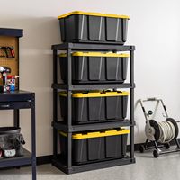 Boîte de rangement en plastique PP blanc avec couvercle, empilable, bac organisateur moulé par injection, emballé en carton pour la maison, le garage, les vêtements, les jouets