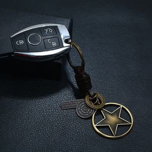 Fashion New Brand <strong>Men</strong> Leather Five Point Star Charm Keychain Vintage <strong>Key</strong> <strong>Ring</strong> for Women Bag Car <strong>Key</strong> Chain - Product Image 5