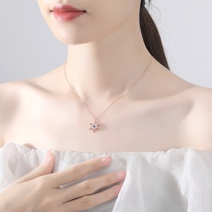 Collar de copo de nieve de plata de ley 2022, colgante giratorio, joyería de moda, 925 - Product Image 6