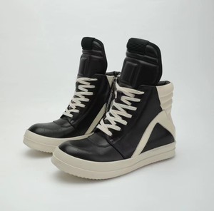 Scarpe da Uomo di Lusso a Collo Alto in Pelle Bovina <span class=keywords><strong>Sneakers</strong></span> Fashion <span class=keywords><strong>con</strong></span> <span class=keywords><strong>Suola</strong></span> Spessa Bianco e Nero Taglie Forti Unisex - Product Image 3