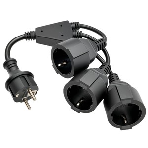 Cable divisor de energía de 3 vías con enchufe europeo, cable de extensión de 45cm para ordenador, material de PVC, uso conveniente - Product Image 5