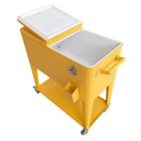 Chariot isotherme pliable de grande capacité 73L, glacière métallique avec roues pour la pêche, garde le froid