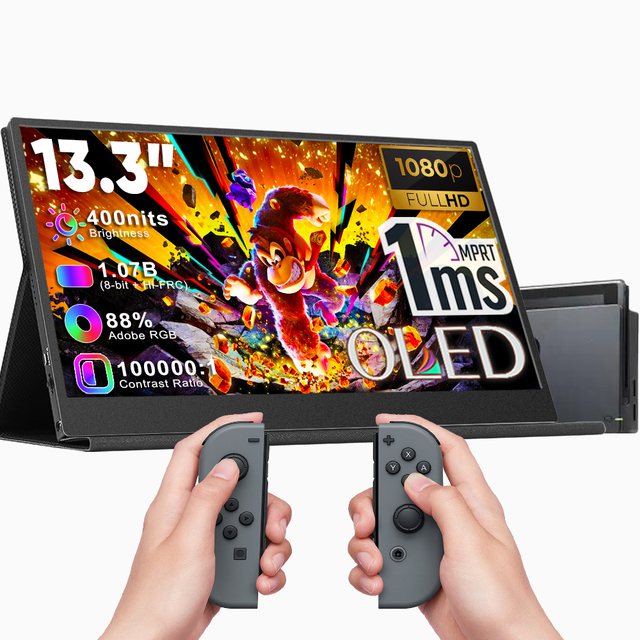 Wholesale 13.3 Inch Portable Display Lightweight Aluminum Alloy FHD OLED 1ms Anti-Glare IPS Panel OEM ODM Business Use Gaming