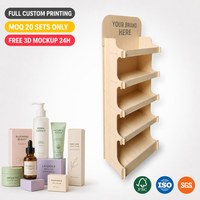 Exhibidor de Madera de 5 Niveles Personalizado para Cosméticos y Cuidado de la Piel, Estante de Madera para Tienda, Fácil de Montar, Exhibición para Punto de Venta, FSC