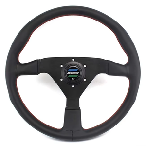 <span class=keywords><strong>Volant</strong></span> de voiture de course en aluminium en cuir de conception sportive universelle plate de 350mm - Product Image 5