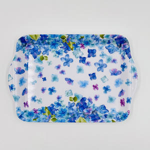 Plateau de service <span class=keywords><strong>pas</strong></span> <span class=keywords><strong>cher</strong></span> pour desserts, collations et boissons, 8,25 pouces x 5,7 pouces, imprimé hortensia, petits plateaux en mélamine pour manger - Product Image 5