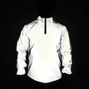 Custom Logo Safety Reflective Jacket with Hood Pullover 1/4 Zip Outdoor Waterproof Windbreaker Men's Reflect Coat