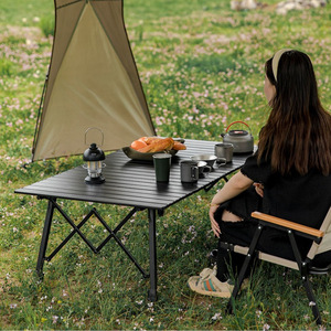 Mesa de rollo de huevo plegable de aleación de aluminio para acampar al aire libre moderna, silla de elevación portátil para Picnic, traje de tablero para comedor al aire libre - Product Image 5