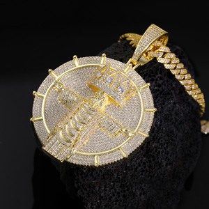 YIWEN liontin model Hip Hop perak murni S925 S925 liontin King Mahkota bundar es zirkon 5A perhiasan baru <span class=keywords><strong>2025</strong></span> - Product Image 3