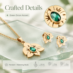 Conjunto de Joyería Clásico y Popular para Mujer con Diseño de Flores Huecas, Colgante de Flor con Corte Calado y Pendientes con Forma de Flor - Product Image 5