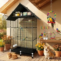 Vente en gros de cage à oiseaux en métal de qualité supérieure, type villa, pour perruches, calopsittes et oiseaux de type oriole, cage de reproduction horizontale en fil métallique pour usage domestique