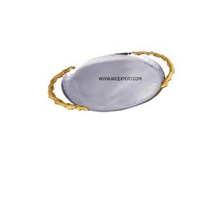 ถาดเสิร์ฟอาหารบนโต๊ะพร้อมด้ามจับดีไซน์เนอร์ถาดสแตนเลสสำหรับตกแต่งกระจกขัดเงาสุดสร้างสรรค์ - Product Image 4