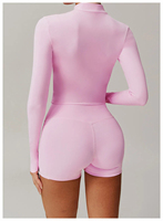 Ensemble 2 pièces pour femme : Veste de sport à manches longues zippée et Legging de course/yoga couleur nude, séchage rapide, écologique et respirant