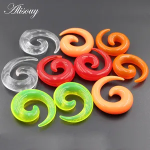 Alisouy 1.2-24mm Acrylic Spiral Ear Gauges Tapers Stretching Plugs Tunnel Expanders Earlobe Earring Body Piercing Jewelry