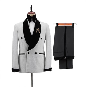 Costume de mariage pour homme en velours noir brillant, 2 pièces, smoking de marié, revers en châle plat, costume de mariage pour homme, smoking pour homme - Product Image 4