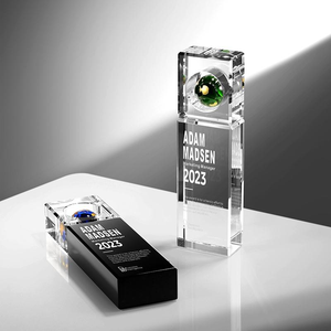 Custom-Made Crystal Globe Trophy Outstanding Employee Award Souvenir Creative Engraving Production Company Gift Model K9