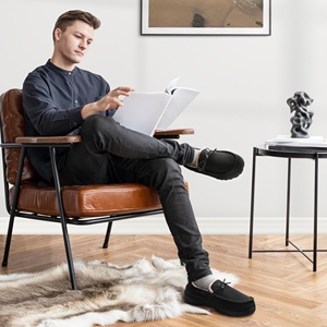 YL-2619 Pantofole da <span class=keywords><strong>Uomo</strong></span> Calde in <span class=keywords><strong>Memory</strong></span> <span class=keywords><strong>Foam</strong></span> - Ciabatte da Casa/Esterno Foderate in Pile <span class=keywords><strong>con</strong></span> Suola Antiscivolo (ODM/OEM) - Product Image 4