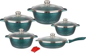 Práctico Juego de Utensilios de Cocina de Aluminio con Revestimiento de Mármol de 12 Piezas, Juego de Ollas y Sartenes Antiadherentes, Regalo Esencial para el Hogar - Product Image 2
