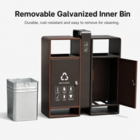 Poubelle extérieure à double compartiment en métal pour le recyclage des déchets avec seau intérieur amovible pour les parcs, les places publiques et les zones publiques