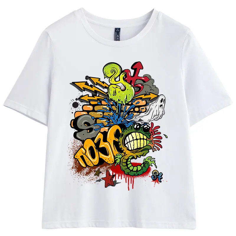 Graffiti letters heat transfer printing design hip hop street style oversized T-shirt sticker iron cartoon clothing accessories