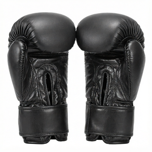ถุงมือชกมวย PU สีดำ 10 ออนซ์ ถุงมือ MMA สำหรับฝึกซ้อม ระบายอากาศได้ดี แบบเต็มนิ้ว สายรัดข้อมือปรับได้ - Product Image 1