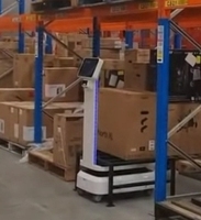 Robot logistik navigasi otomatis MiCity 2025 angkat 5cm beban 300kg Robot layanan pengiriman cerdas untuk gudang pabrik