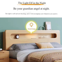 Muebles de Dormitorio Modernos de Fábrica China, Cama King Size de Madera Maciza con Respaldo Rígido de Madera Maciza y Gran Estructura de Madera Maciza