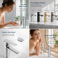 Robinet de lavabo de salle de bain moderne à poignée unique, chromé, à montage sur plan, avec cartouche en céramique, vente en gros