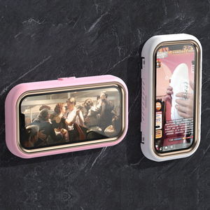 Étui de téléphone flexible étanche antidérapant avec support de téléphone portable à hauteur réglable pour cuisine, salle de bain et <span class=keywords><strong>douche</strong></span> avec fenêtre transparente - Product Image 4