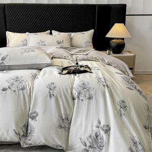 Juego de Sábanas Estampadas de Satén Tencel OEKO-TEX 100S, Juego de Ropa de Cama Ecológica de <span class=keywords><strong>Lyocell</strong></span> de 4 Piezas - Product Image 1