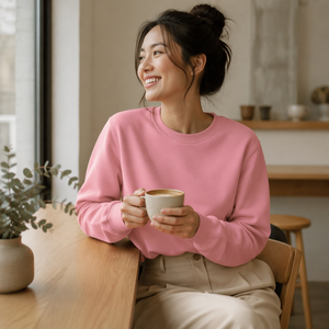 Sudadera Oversize de Cuello Redondo para <span class=keywords><strong>Mujer</strong></span>, Rosa Rubor, Forro Polar Suave, Puños y Dobladillo Acanalados, Hombros Caídos, Ropa de Estar por Casa, OEM - Product Image 2