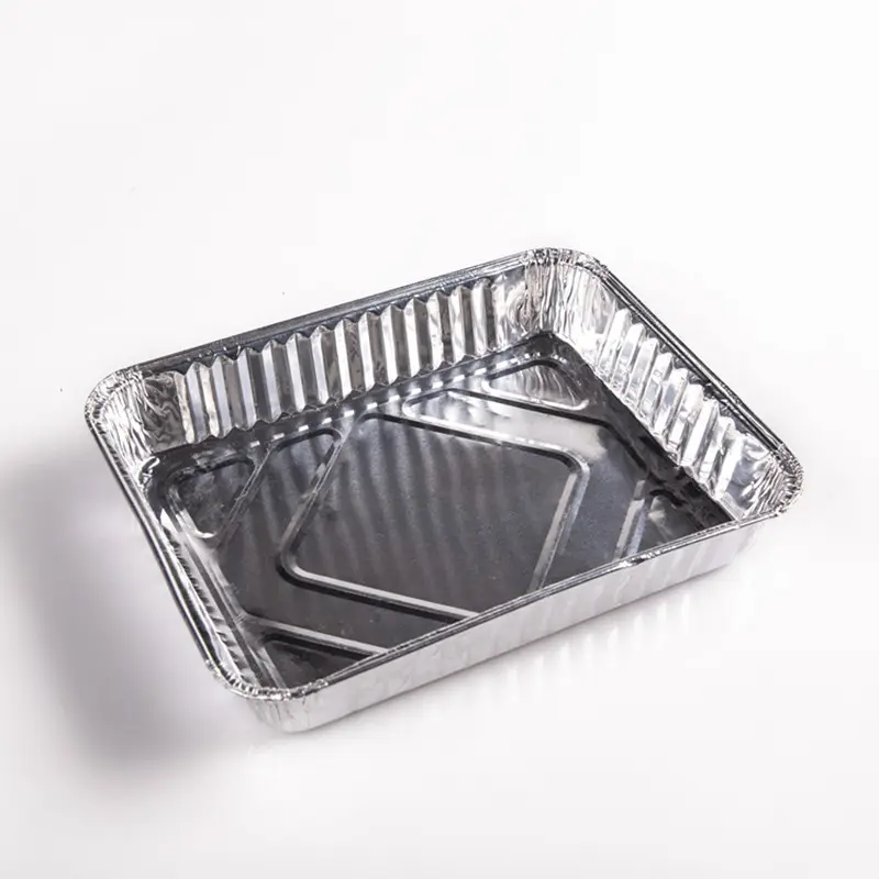 Wholesale 1000ml Disposable Aluminum Foil Bread Baking Tray Oblong Shape Food Use Packaging Storage Pans Cover
