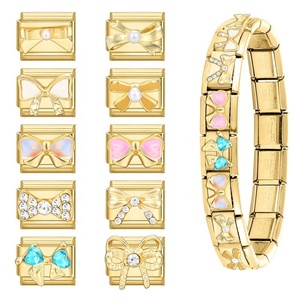 Módulo de Dijes Dorados Elegantes y Creativos para DIY, Brazalete de Acero Inoxidable Galvanizado Estilo Europeo, Personalizable y Dulce - Product Image 3
