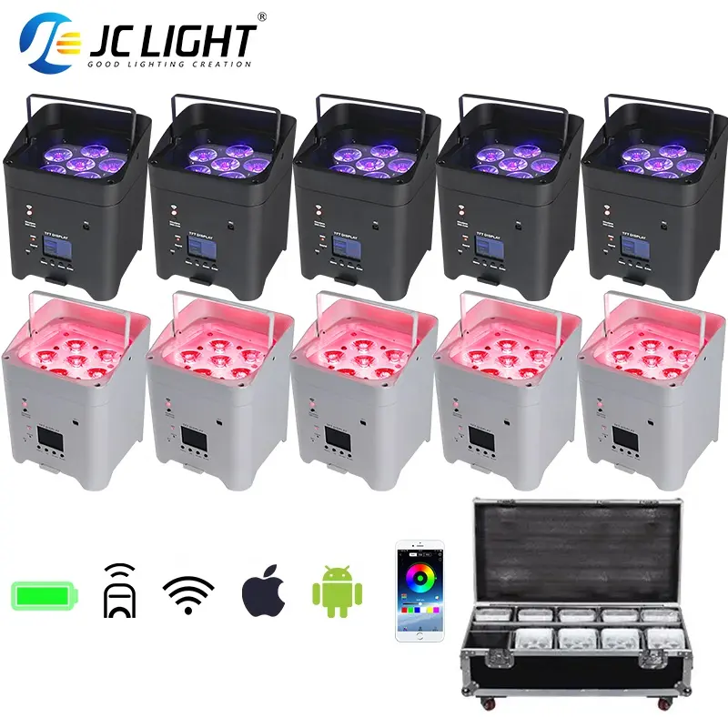 JCLIGHT 6x18W Batería Led Par Powered Uplights Control Dmx Etapa de la boda 6in1 Uplight Wireless Par Light