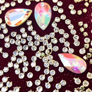 <span class=keywords><strong>Strass</strong></span> en résine faits main en forme de goutte à deux trous pour accessoires personnels, nail art, mariages, couture et vêtements - Product Image 1