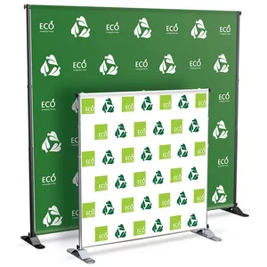 Free Design Step and Repeat Backdrop 8ft Adjustable Display Stand Marketing Photo Booth Back Drops