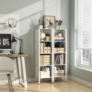 Scaffale per libri stretto a 5 livelli, libreria sottile a 4 cubi in legno, mensola per esposizione aperta Skinny per piccoli spazi, angolo, soggiorno - Product Image 2