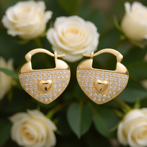 Boucles d'oreilles Huggie Cœur Doré en Or 18K Rempli, Micro-Pavé de Strass en Cristal, Bijoux Romantiques Quotidiens pour Femme - Product Image 2